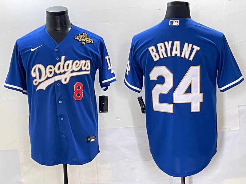 Men 2025 Los Angeles Dodgers #24 Bryant Blue gold Nike MLB Jersey style 7075->los angeles dodgers->MLB Jersey